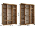 Šatní skříň DAVOS 2 posuvné zrcadlové dvěře, 170×235×45, Bílá / stříbrné pojezdy