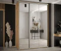 Šatní skříň DAVOS 2 posuvné zrcadlové dvěře, 170×235×45, DUB Artisan / stříbrné