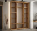 Šatní skříň DAVOS 2 posuvné zrcadlové dvěře, 180×235×45, DUB Artisan / černé pojezdy
