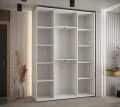 Šatní skříň DAVOS 2 posuvné zrcadlové dvěře, 180×235×45, Bílá / stříbrné pojezdy