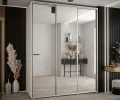 Šatní skříň DAVOS 2 posuvné zrcadlové dvěře, 200×235×45, Bílá / stříbrné pojezdy