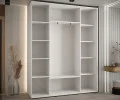 Šatní skříň DAVOS 2 posuvné zrcadlové dvěře, 200×235×45, Bílá / stříbrné pojezdy