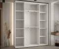Šatní skříň DAVOS 2 posuvné zrcadlové dvěře, 200×235×45, Bílá / stříbrné pojezdy