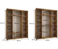 Šatní skříň DAVOS 2 posuvné zrcadlové dvěře, 200×235×45, Černá / stříbrné pojezdy