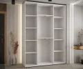 Šatní skříň DAVOS 2 posuvné zrcadlové dvěře, 180×235×45, Bílá / černé pojezdy